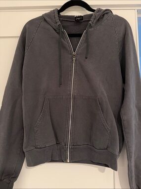 Chrome Hearts Women’s Grey ZipUp Hoodie with White Graphic Print